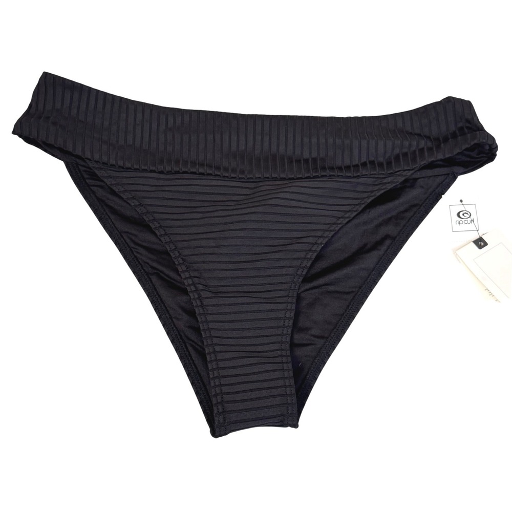 Rip Curl New Bikini Bottoms Women XL Premium Surf High Waist Cheeky Ribbed Black